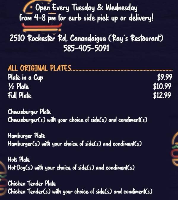 Finger Lakes Plates menu page 1