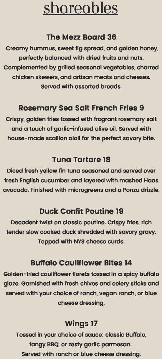New York Kitchen menu page 1