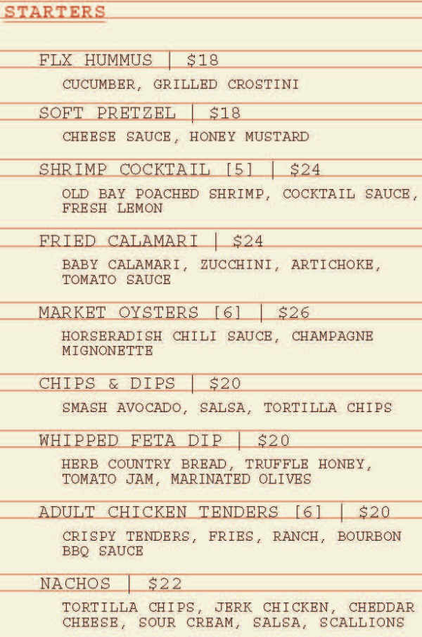 Sand Bar menu page 1