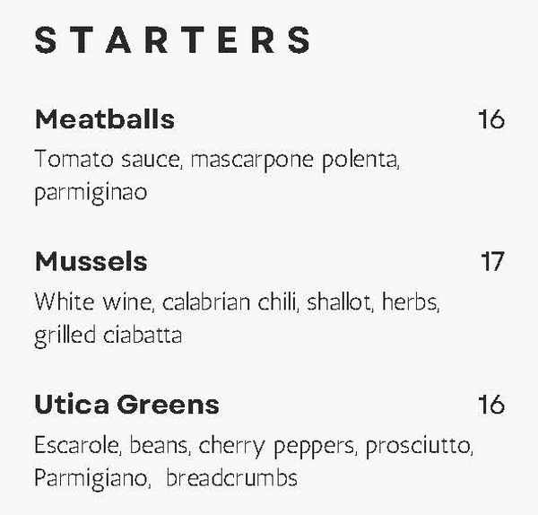 Il Posto Bistro menu page 1