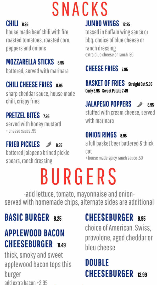 Jerry's Place menu page 1
