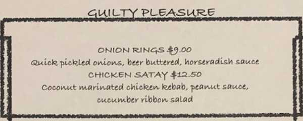 Rusty Bison menu page 1