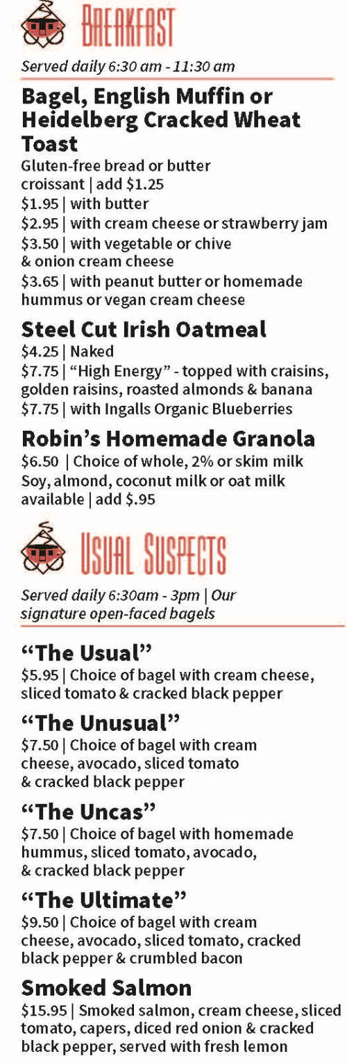 Stagecoach Coffee menu page 1