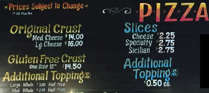 Aniello's Pizzeria menu page 1