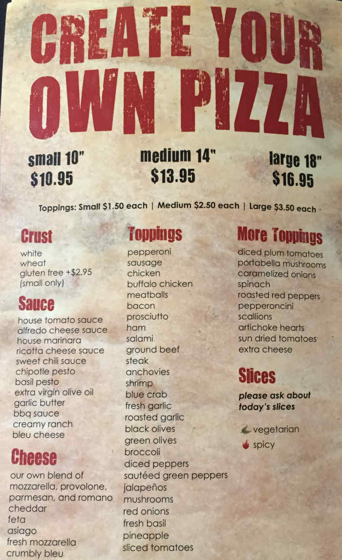 Atlas Brick Oven Pizzeria menu page 1