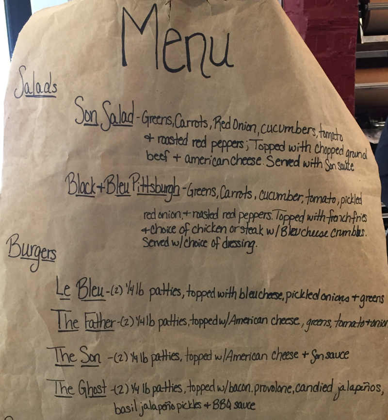 Butcher's Son menu page 1