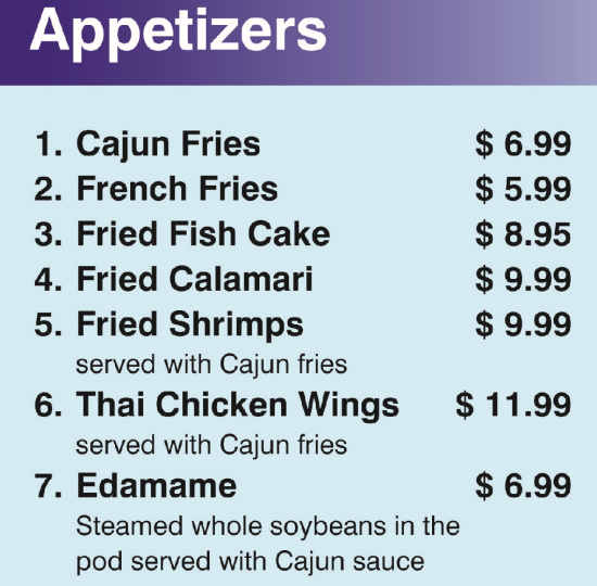 Nine Elephants menu page 1