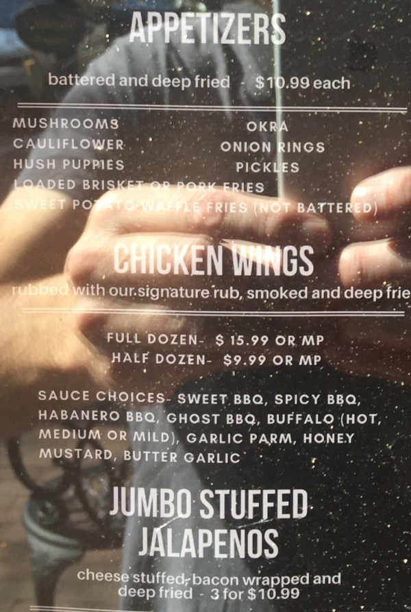 Slammin' Jammin' BBQ menu page 1