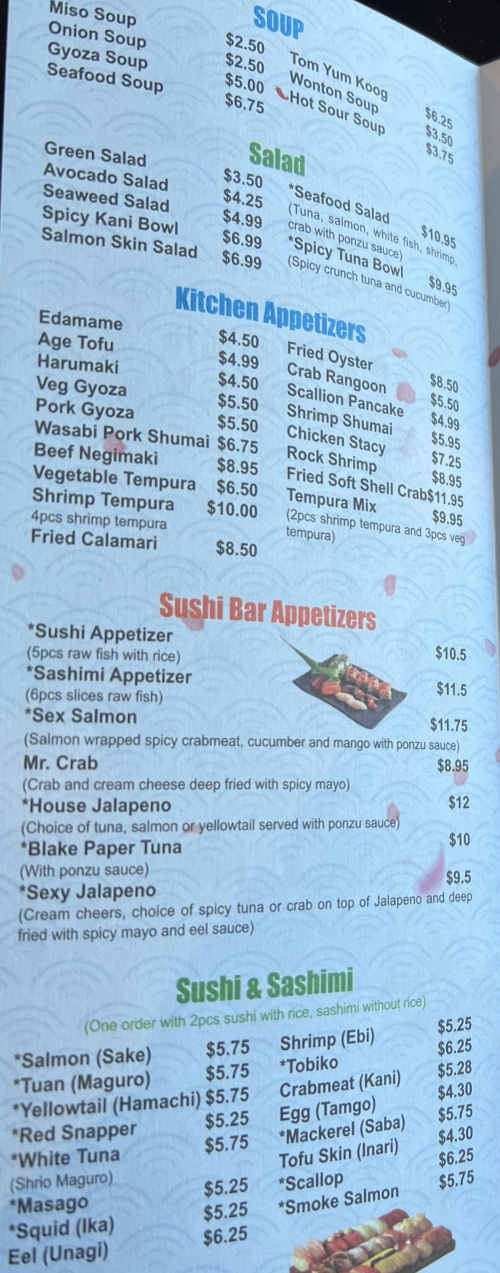 Oka Asian Food menu page 1