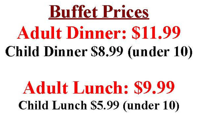Cortland Buffet menu page 1