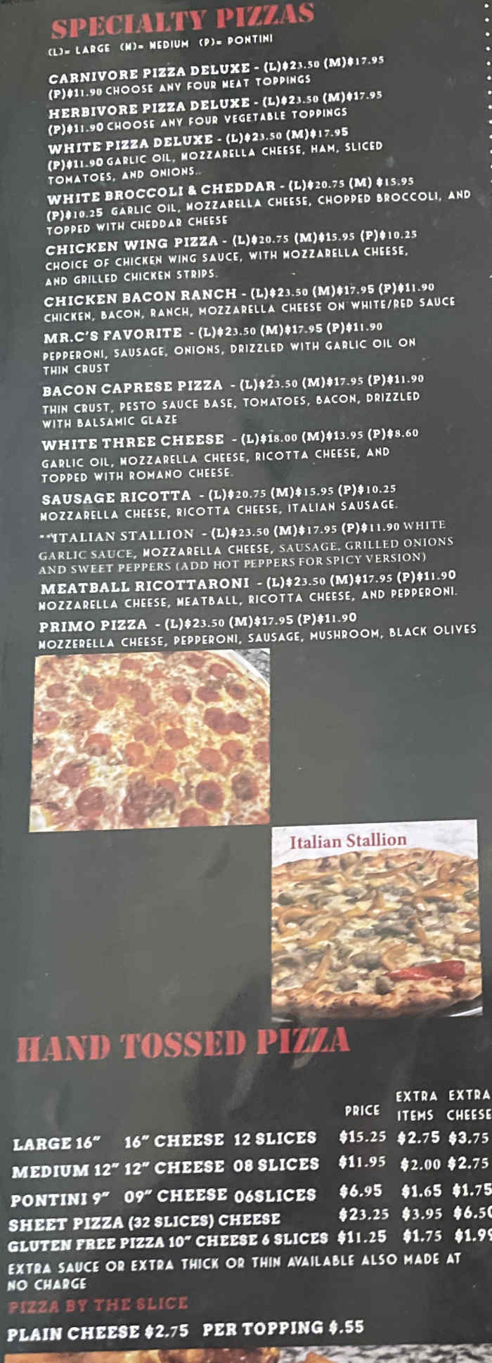 Pontillo's Pizzeria menu page 1