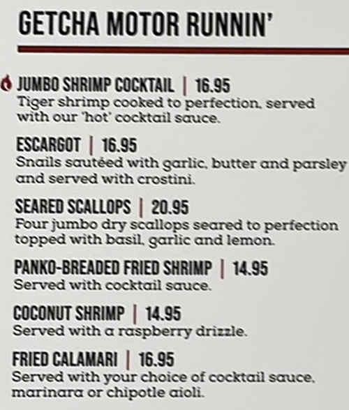 Rex's Pasta menu page 1