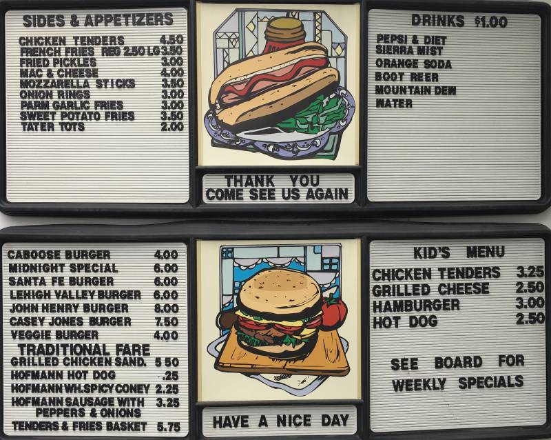 Groton Red Caboose menu page 1