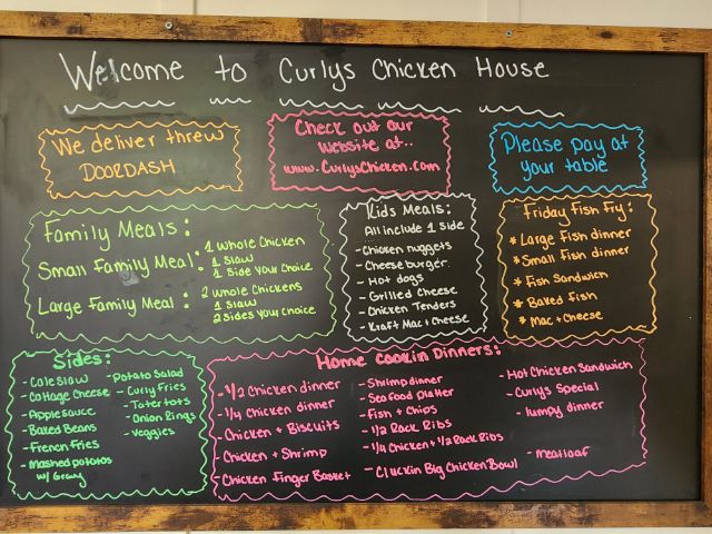Curly's Chicken House menu page 1