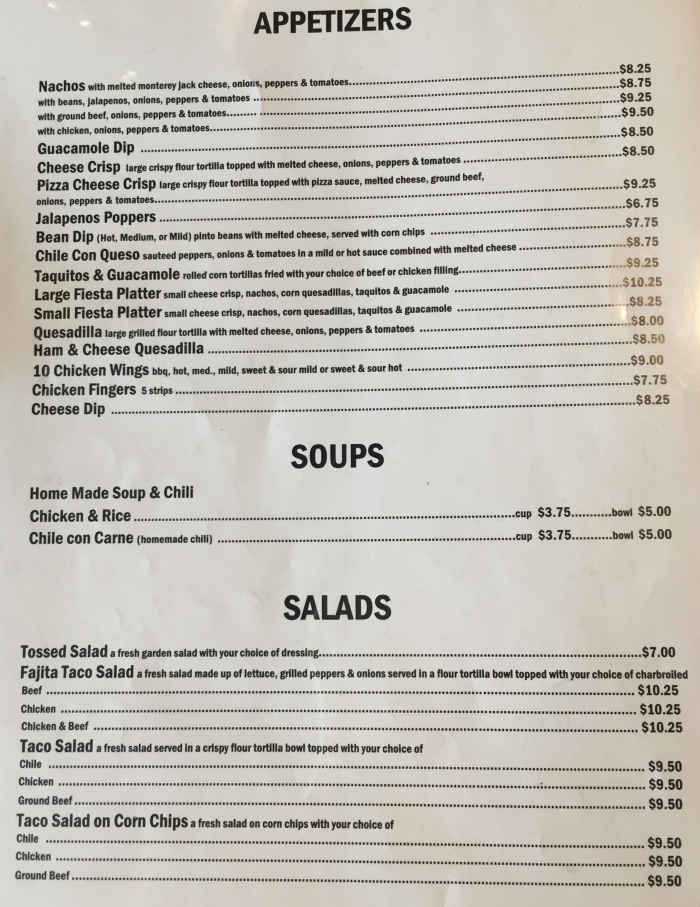 Los Panchos menu page 1