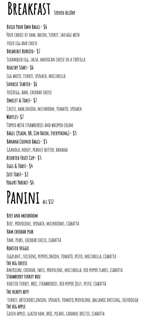 Turtle Leaf Cafe menu page 1