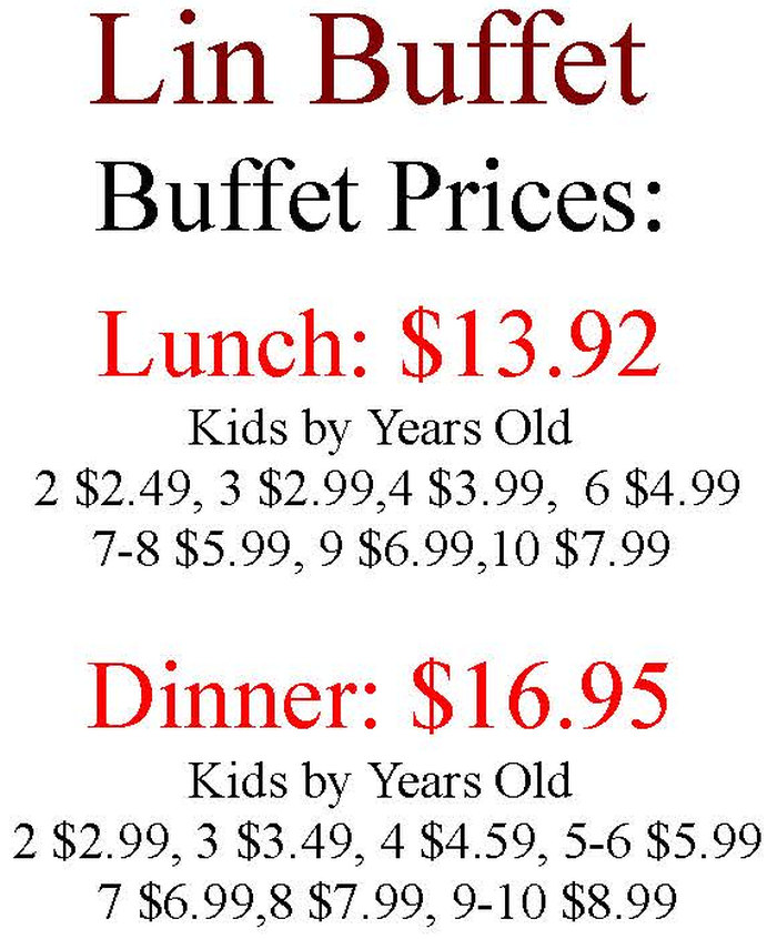 Lin Buffet menu page 1