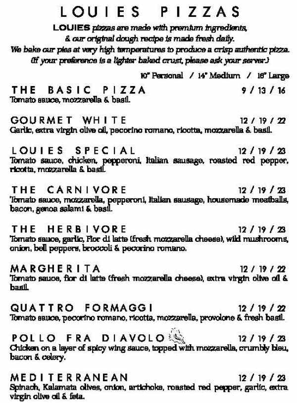 Louies Hanover Square menu page 1