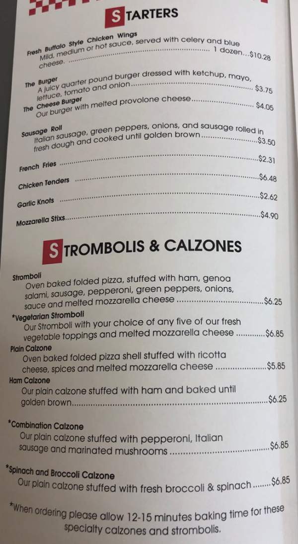 Picnic Pizza Big Flats menu page 1