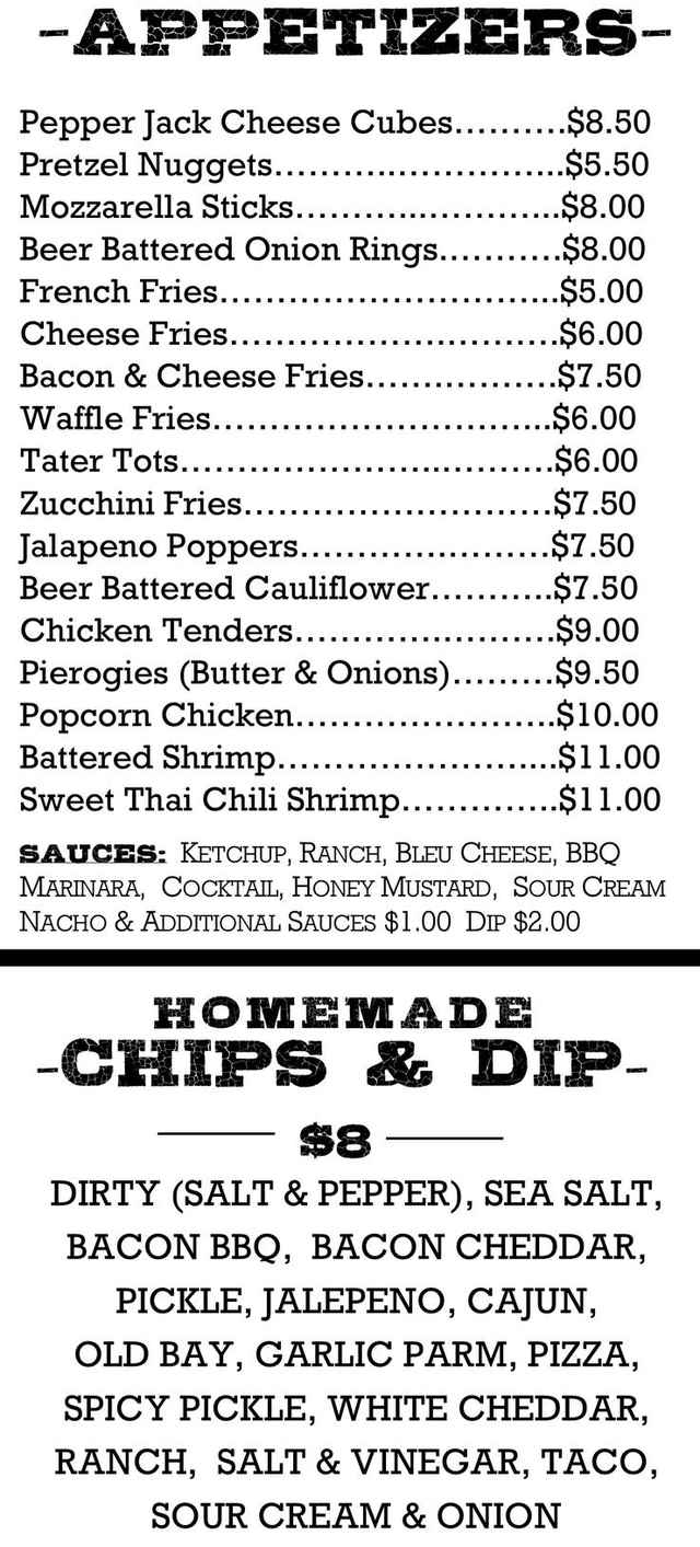 Harry's Inn menu page 1