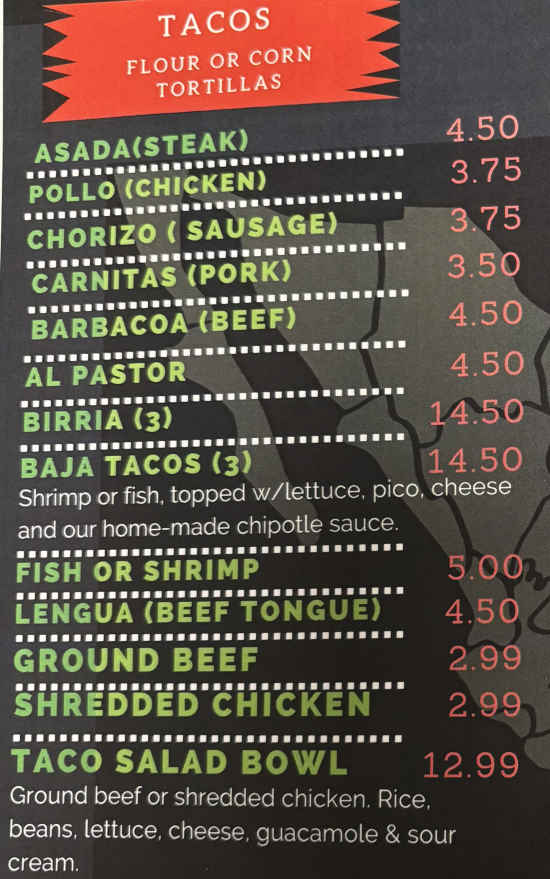 Chiltepin Mexican Grill menu page 1