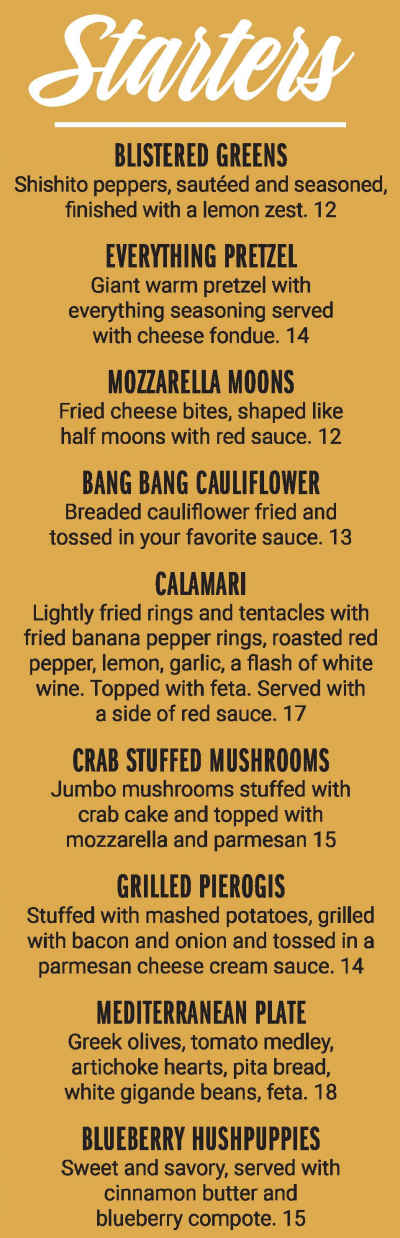 Centertown Social menu page 1