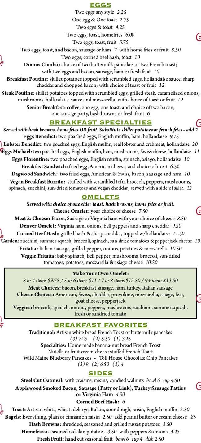 Domus Fare menu page 1