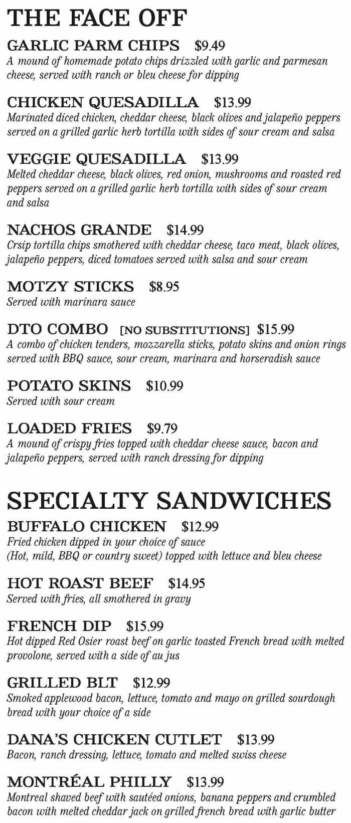 Dana's Time Out menu page 1