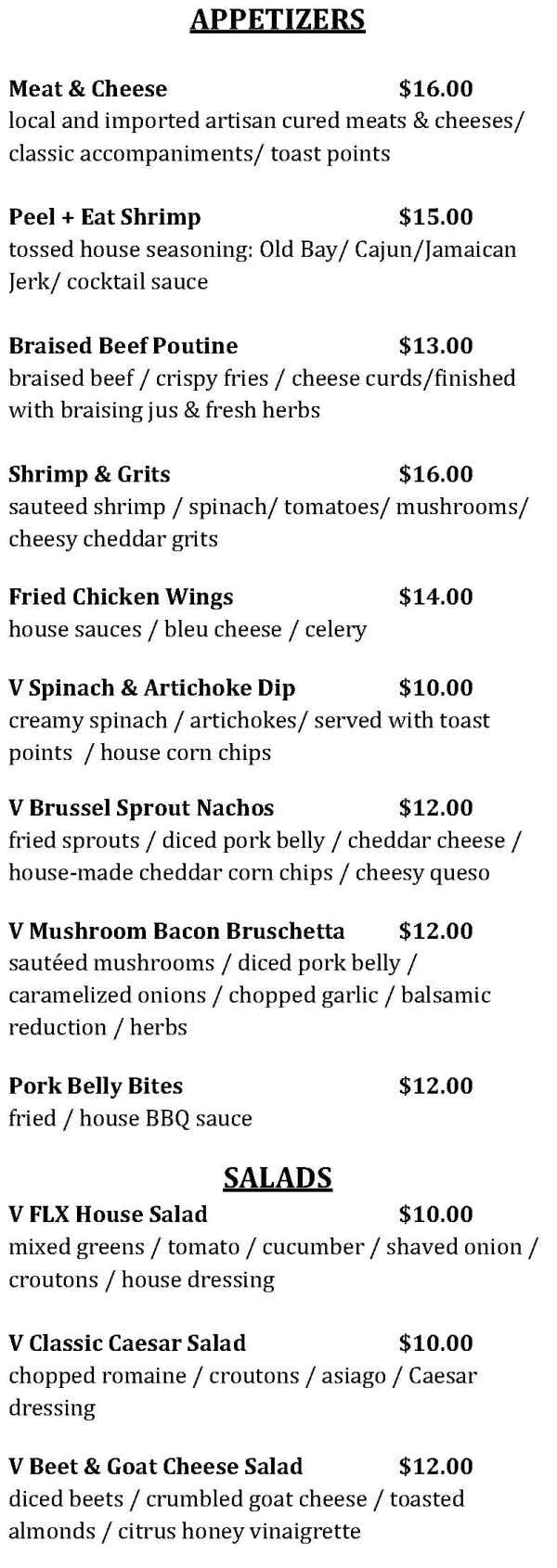 F2T Kitchen menu page 1