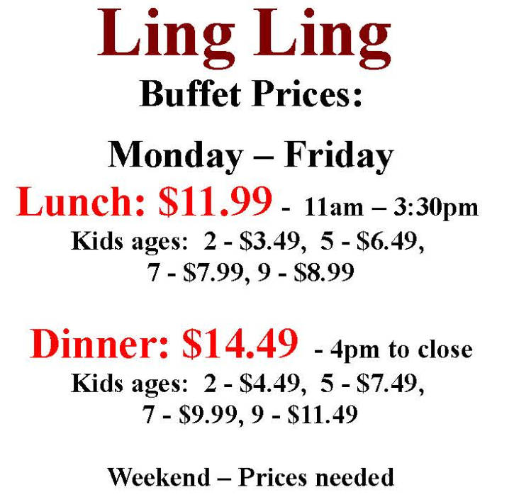 Ling Ling Chinese Buffet menu page 1