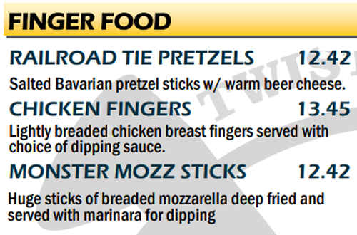 Twisted Rail Brewing Co menu page 1