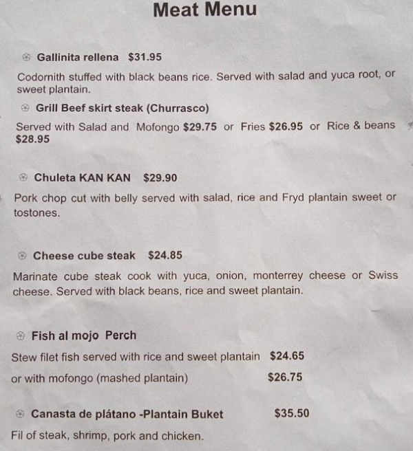 Esther's Son's Kitchen menu page 1