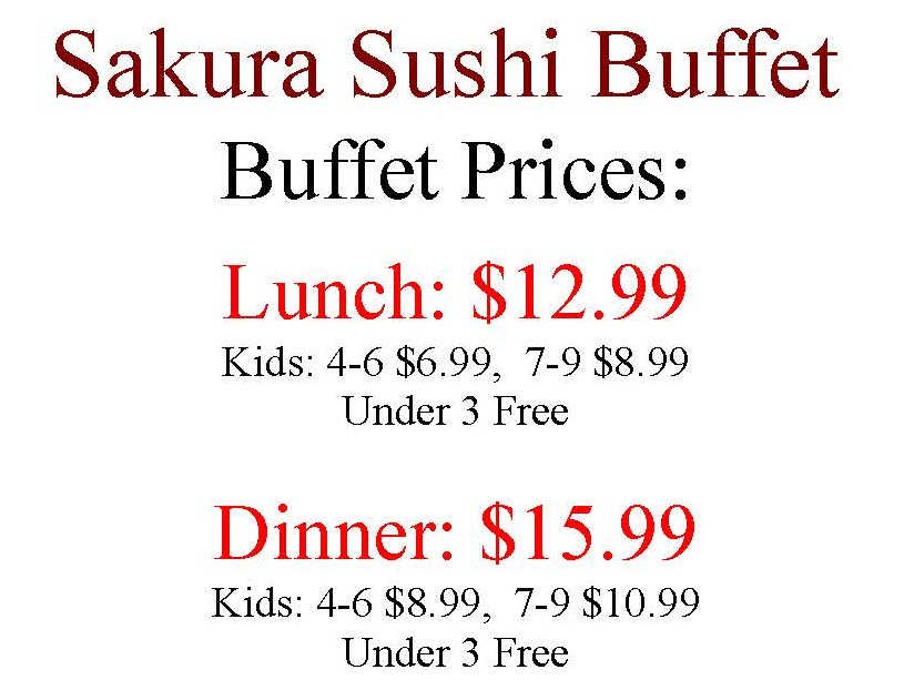 Sakura Sushi Buffet menu page 1