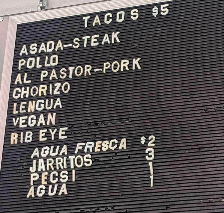 Tacos CDMX menu page 1