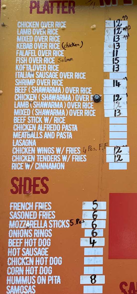 Halal Brothers menu page 1