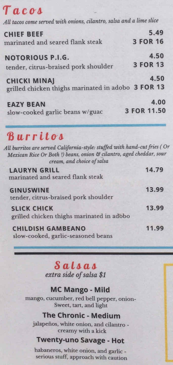 Dos Amigos menu page 1