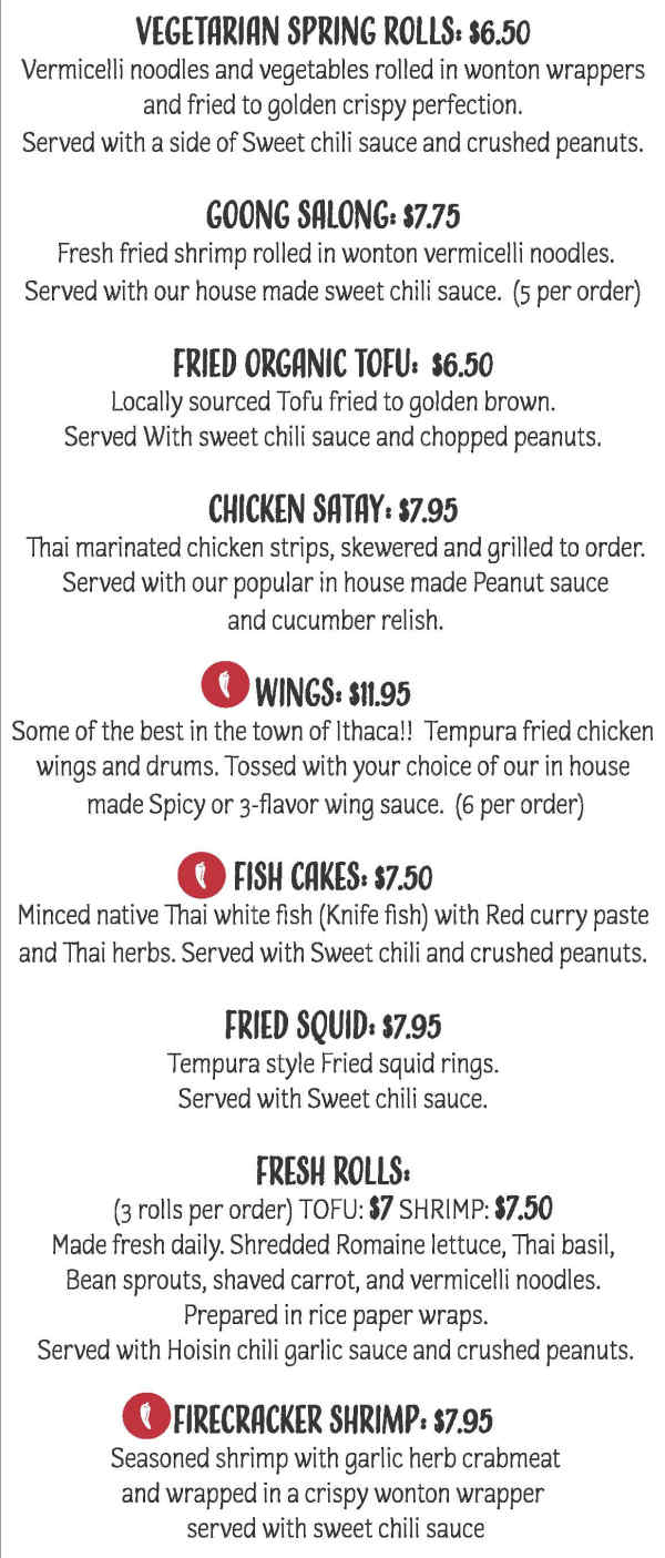 Taste Of Thai Express menu page 1