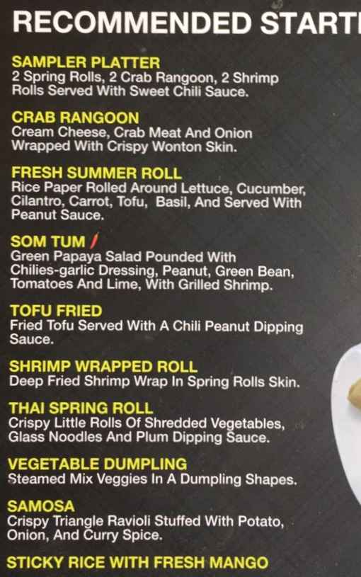 Thai Basil menu page 1