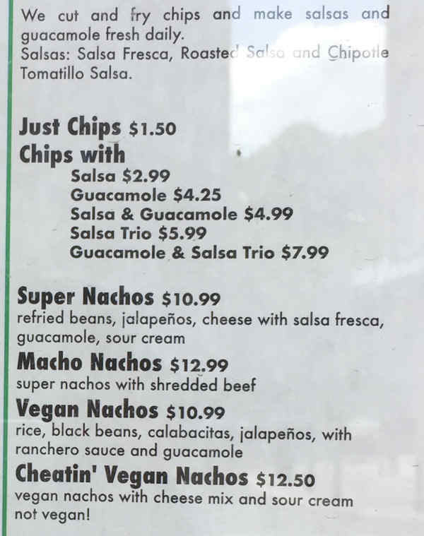 Viva Taqueria menu page 1