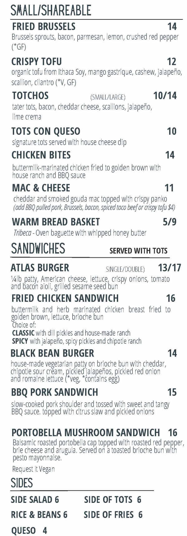 Atlas Bowl menu page 1