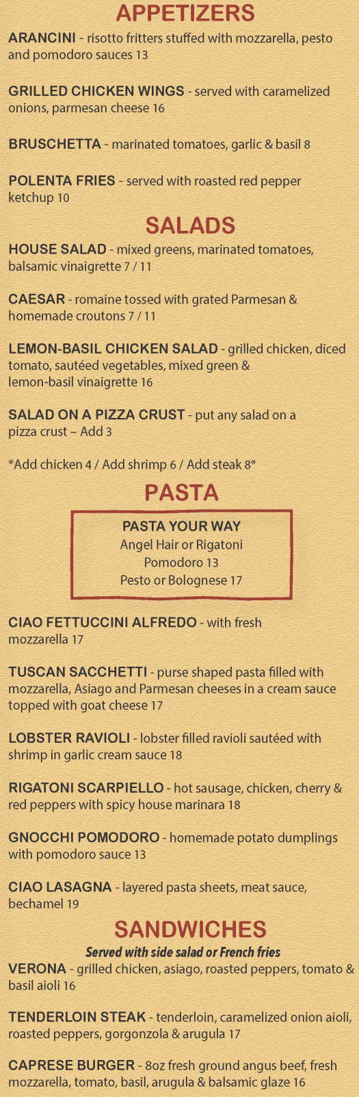 Ciao menu page 1