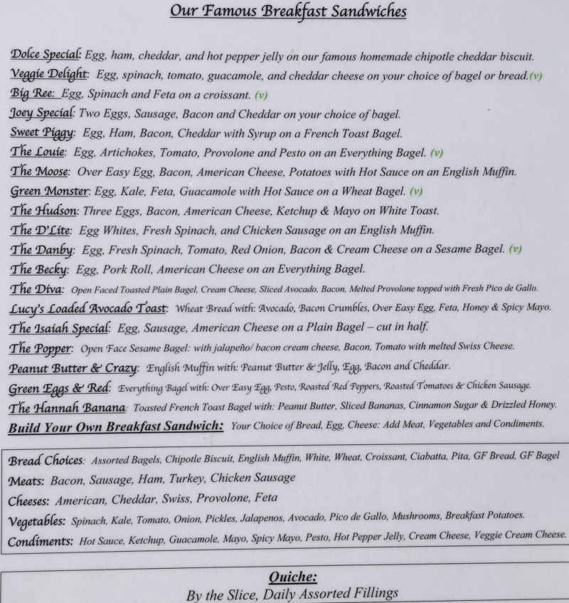 Dolce Delight menu page 1