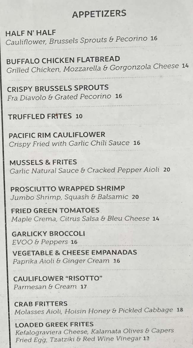 The Heights menu page 1