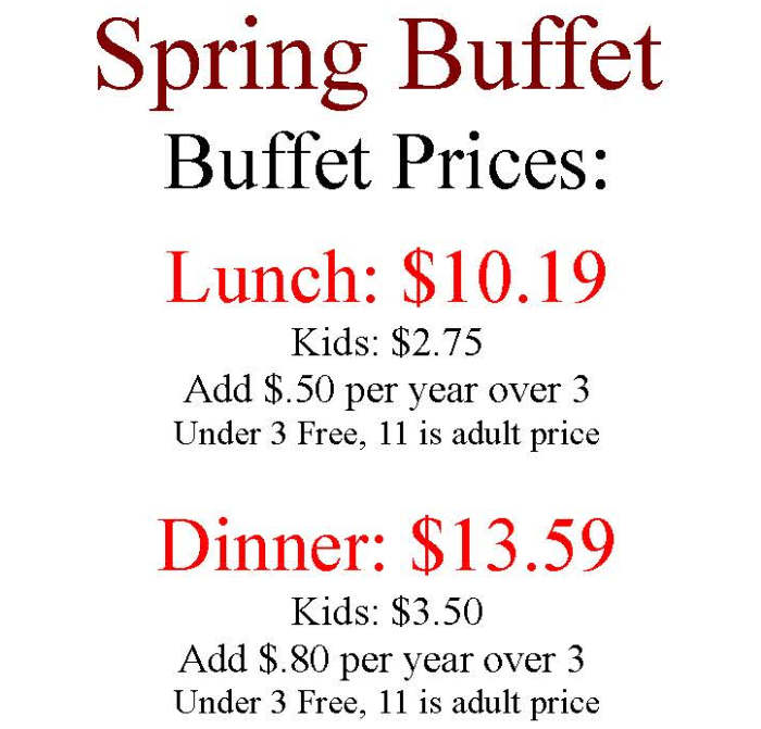 Spring Buffet menu page 1