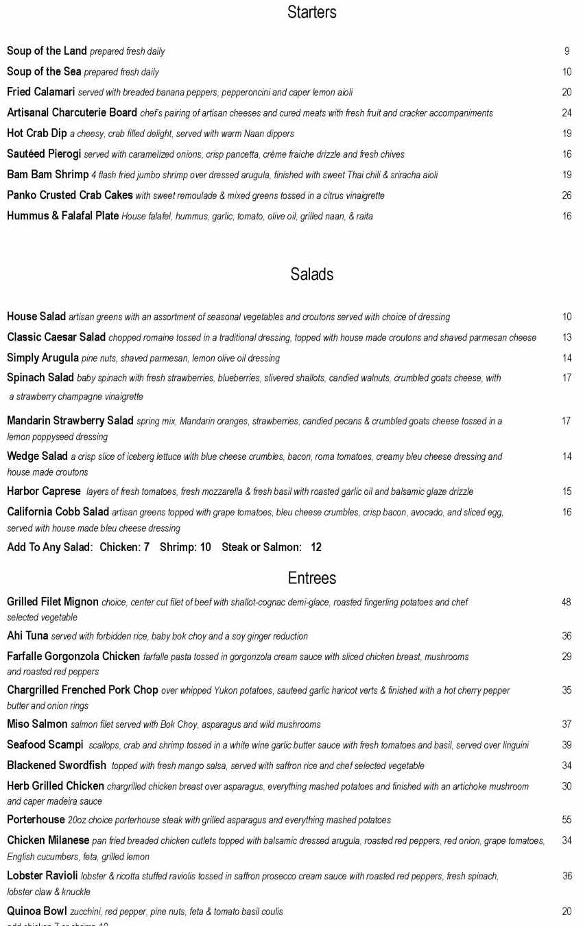 Lakehouse Tap & Grille menu page 1