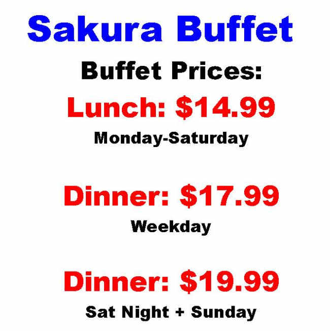 Sakura Buffet menu page 1
