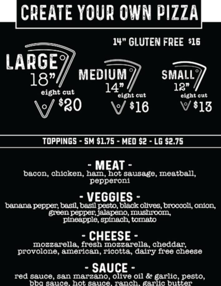 Pizza Jerks menu page 1