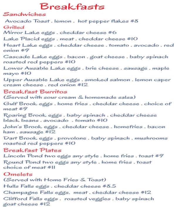 Big Mountain Deli & Creperie menu page 1