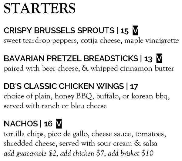 Dancing Bears menu page 1