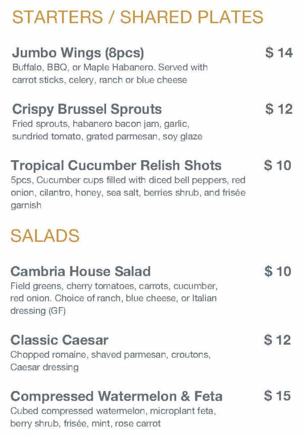 Haystack Bar & Bistro menu page 1